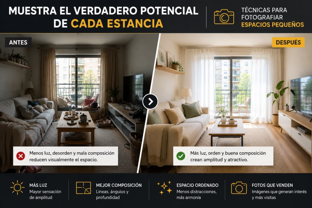 Errores técnicas de fotografía espacio pequeños