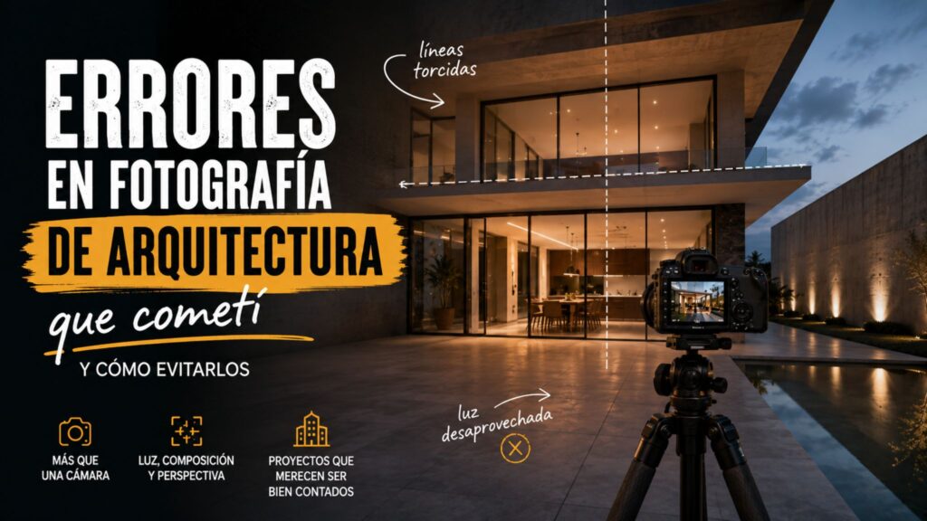 Errores en fotografía de arquitectura y cómo evitarlos (imagen generada por IA con Chatgpt)